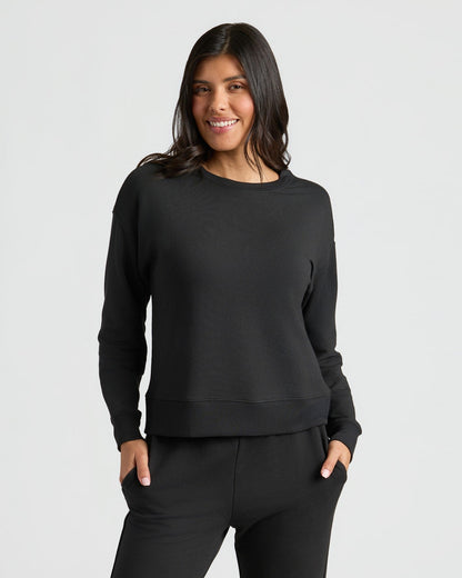 Womens Black Slouch Pullover Crew & Relaxed Jogger 2-Pack