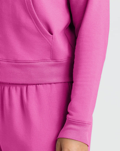 Womens Electric Fuchsia Crop Zip Hoodie & Relaxed Jogger 2-Pack