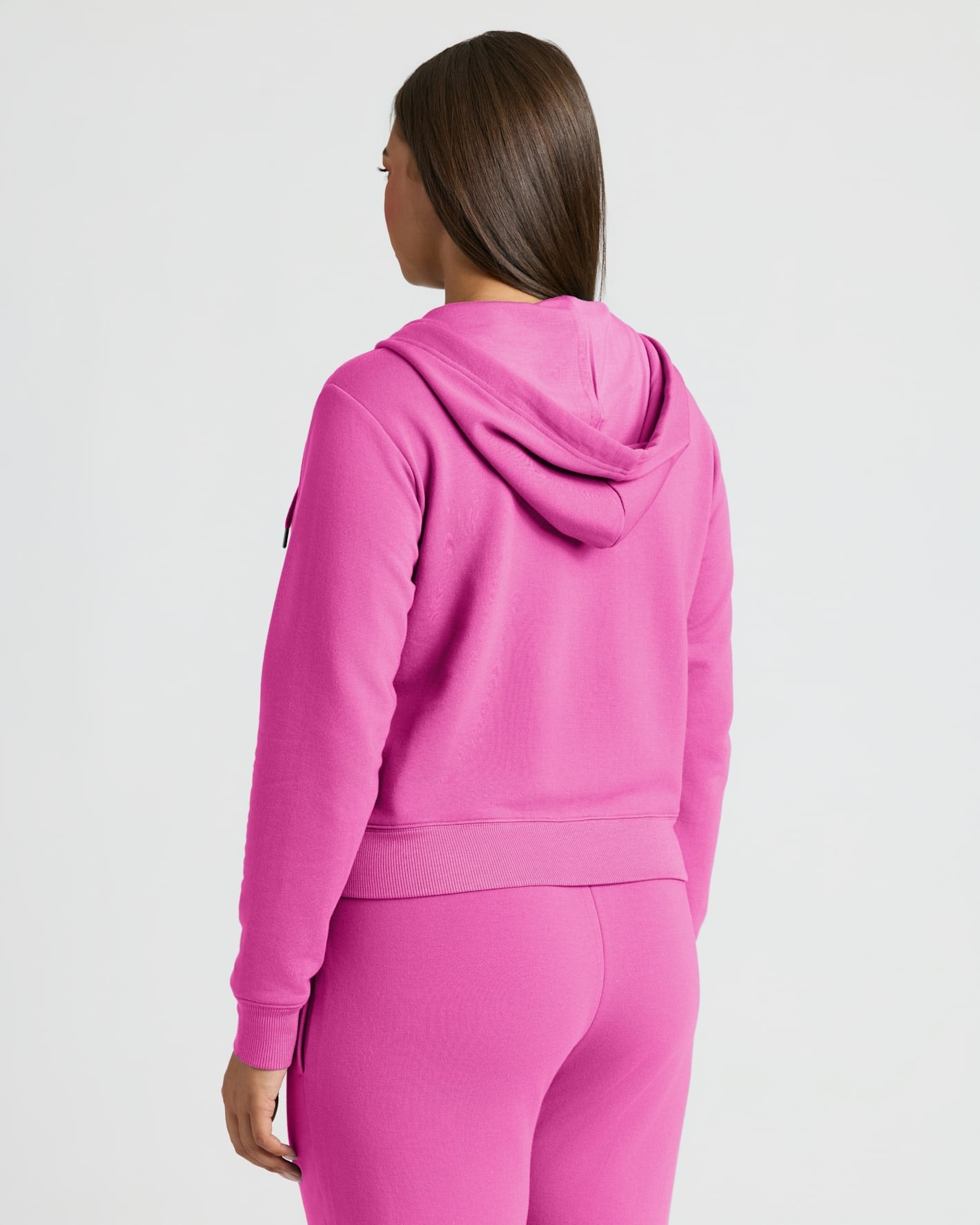 Womens Electric Fuchsia Crop Zip Hoodie & Relaxed Jogger 2-Pack