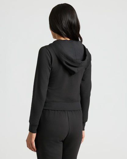 Womens Black Crop Zip Hoodie & Relaxed Jogger 2-Pack