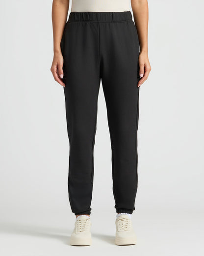 Womens Black Crop Zip Hoodie & Relaxed Jogger 2-Pack