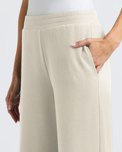 Womens Oatmeal Waffle Long Sleeve Henley & Waffle Leg Pant 2-Pack