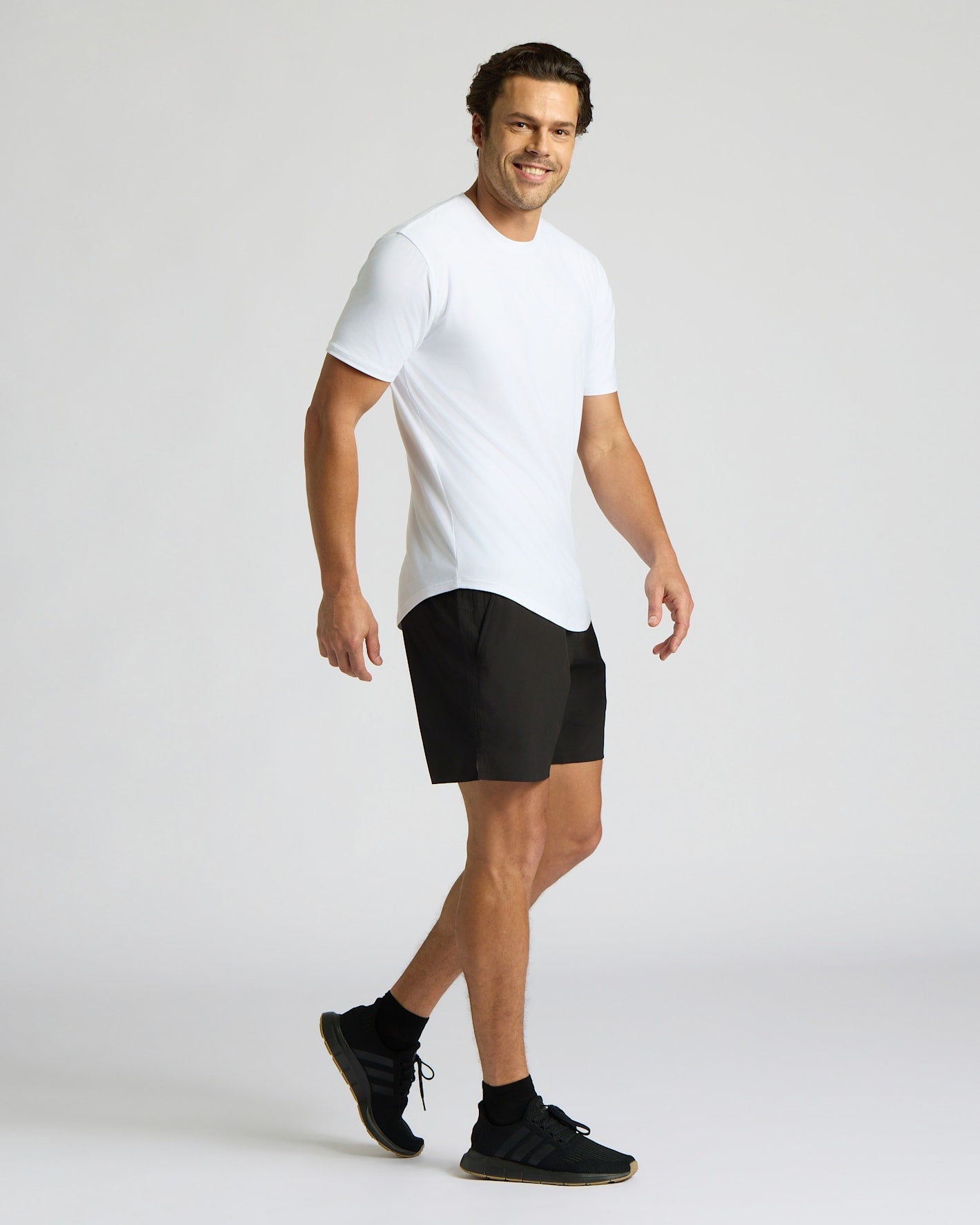 All White Active Curved Hem Crew 3-Pack