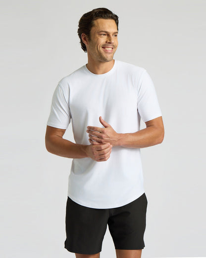 All White Active Curved Hem Crew 3-Pack