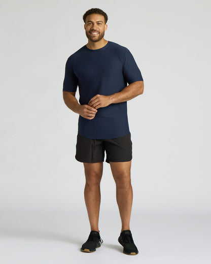 Navy Tall Active Curved Hem Crew