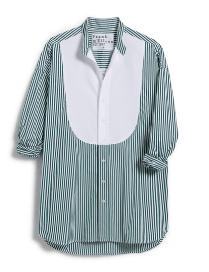 VICTORIA Green Stripe with White Bib, Italian Superluxe