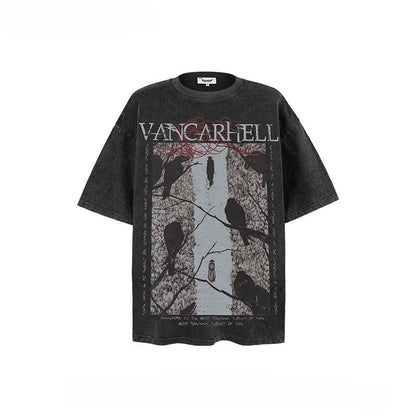 American vintage street T-shirt retro men's loose half sleeve