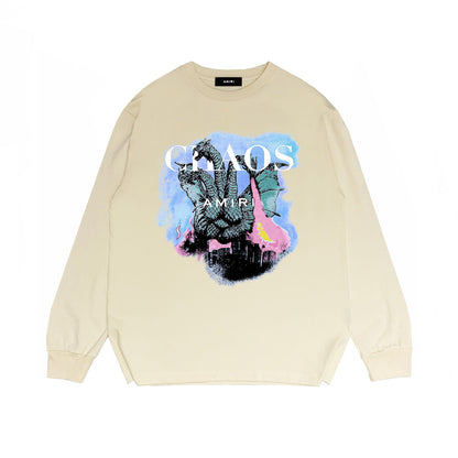 Amiri Long Sleeved Shirt Printed Trendy Pure Cotton