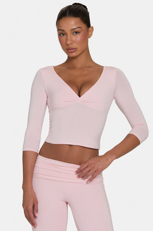 ButterCloud™ 3/4 Sleeve Top in Blush
