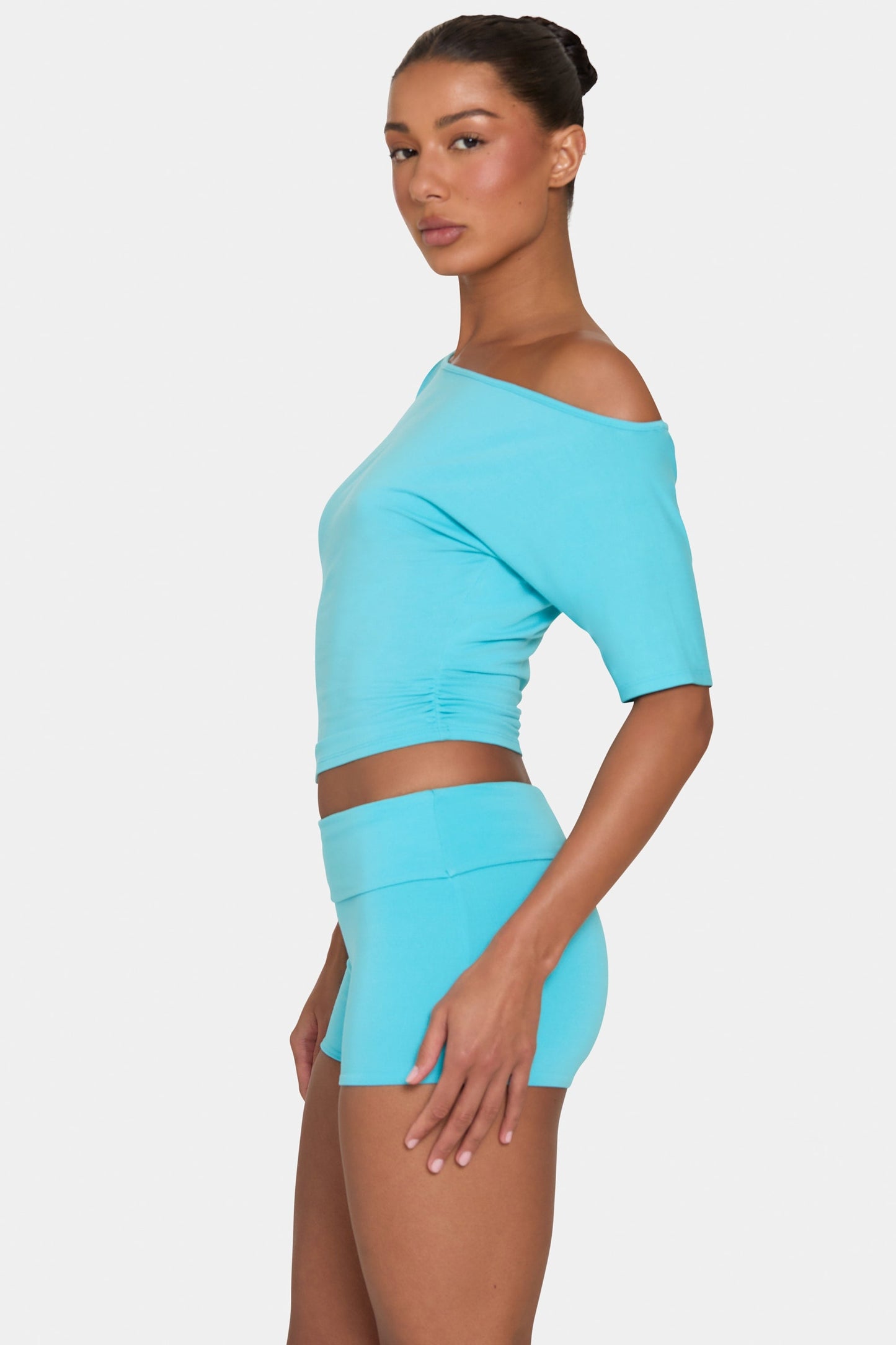 ButterCloud™ Mini Foldover Shorts in Aqua