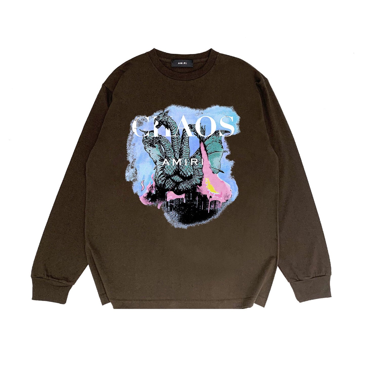 Amiri Long Sleeved Shirt Printed Trendy Pure Cotton