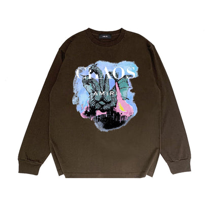 Amiri Long Sleeved Shirt Printed Trendy Pure Cotton