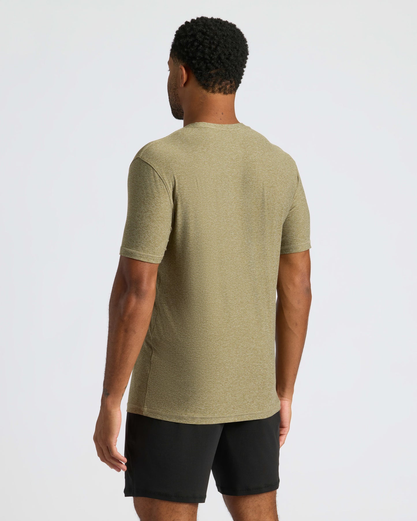 Heather Military Green Active Crew Neck Tee