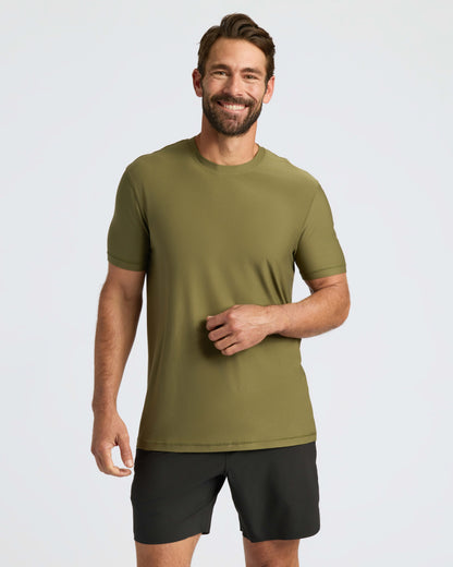 Military Green Active Crew Neck Tee