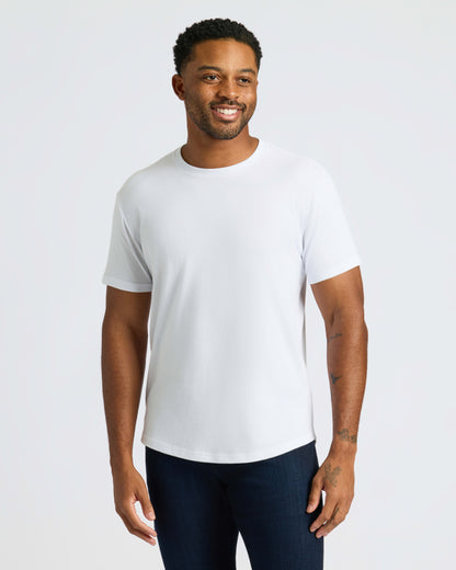 All White Curved Hem Classic Crew Neck 10-Pack