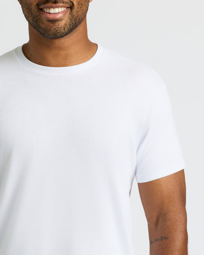 All White Curved Hem Classic Crew Neck 10-Pack