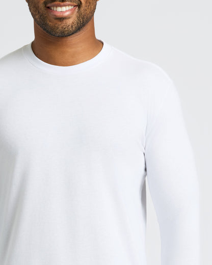 All White Long Sleeve Crew Neck 3-Pack
