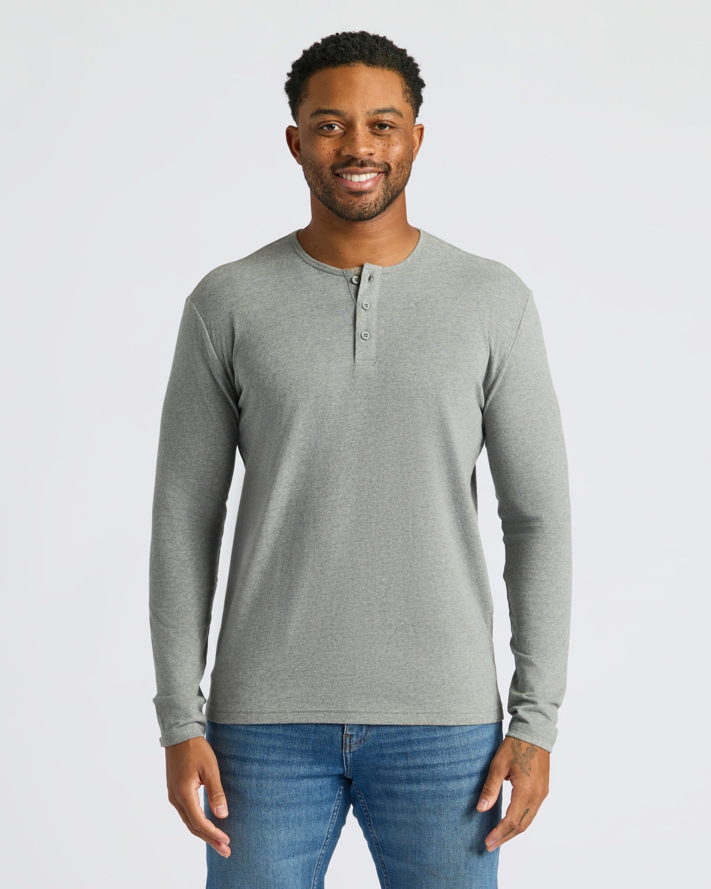 Heather Gray Classic Long Sleeve Henley