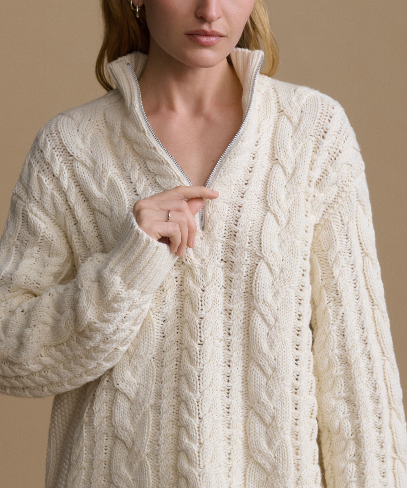 Cotton Cable Half Zip