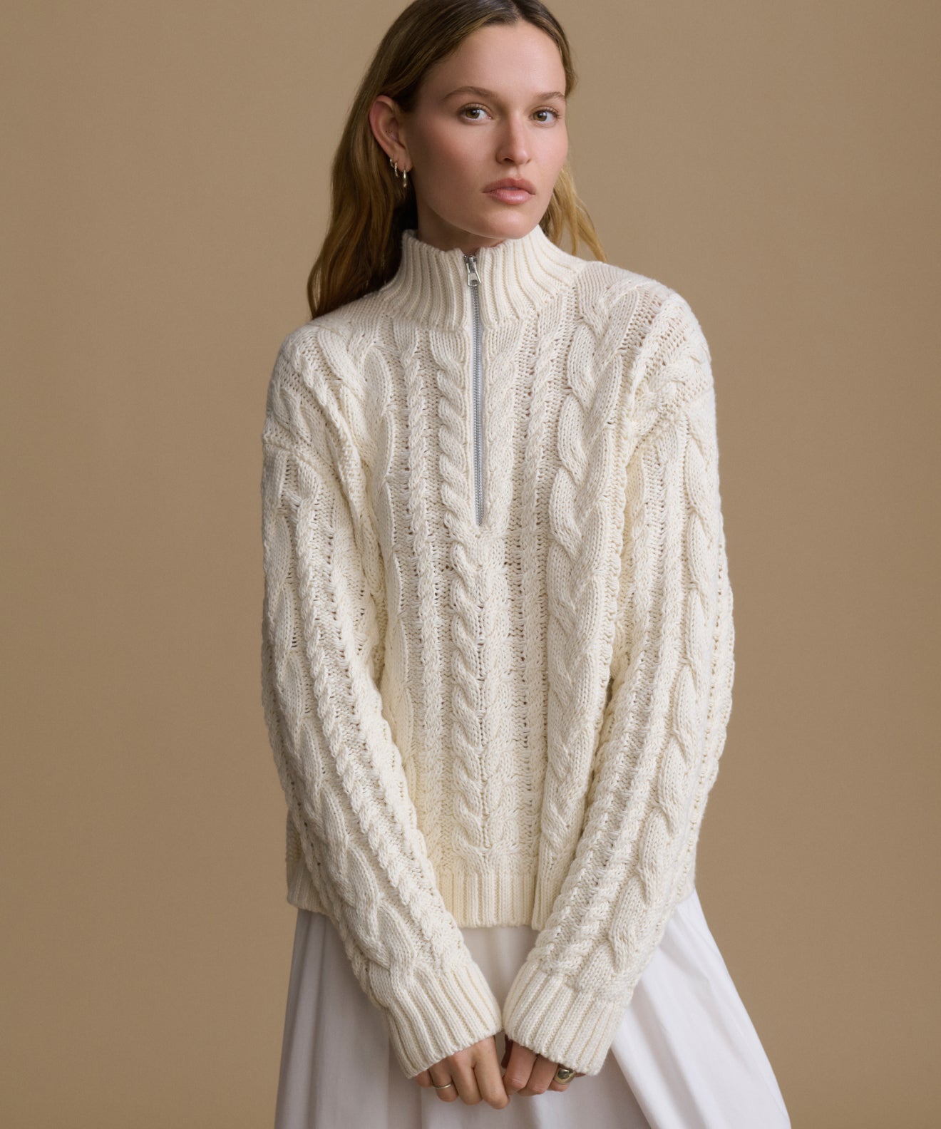 Cotton Cable Half Zip