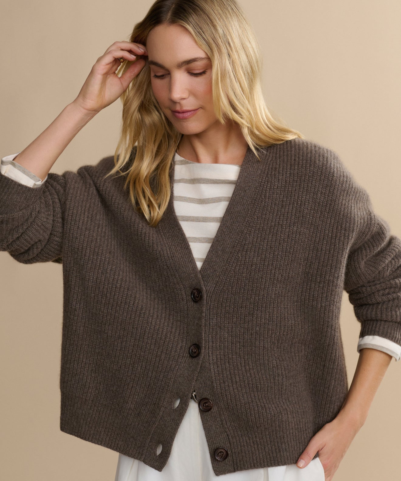 Cropped Cashmere Cocoon Cardigan