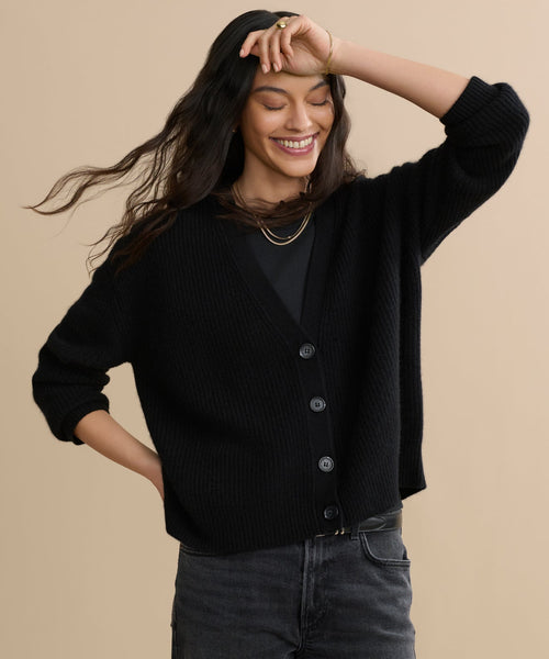 Cropped Cashmere Cocoon Cardigan