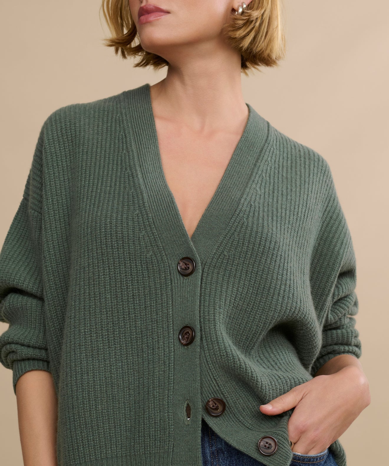 Cropped Cashmere Cocoon Cardigan