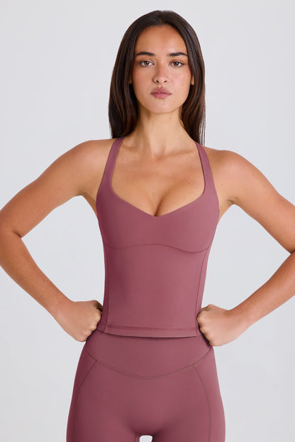Crossback Longline Tank Top in Acai