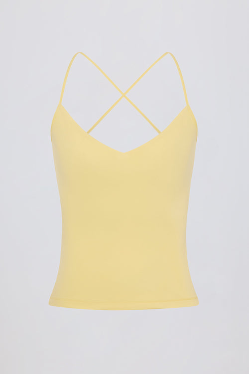 Cross-Back Tank Top in Lemon