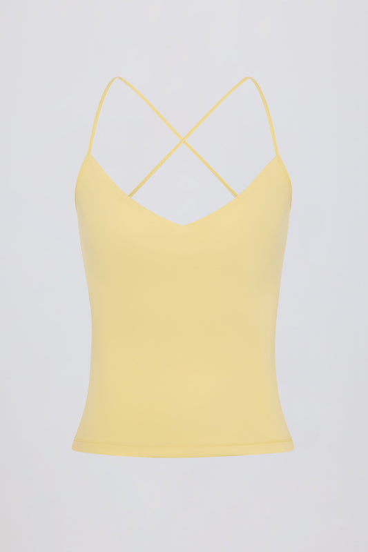 Cross-Back Tank Top in Lemon