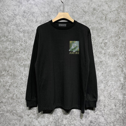 Amiri Long Sleeved Shirt Printed Trendy Pure Cotton