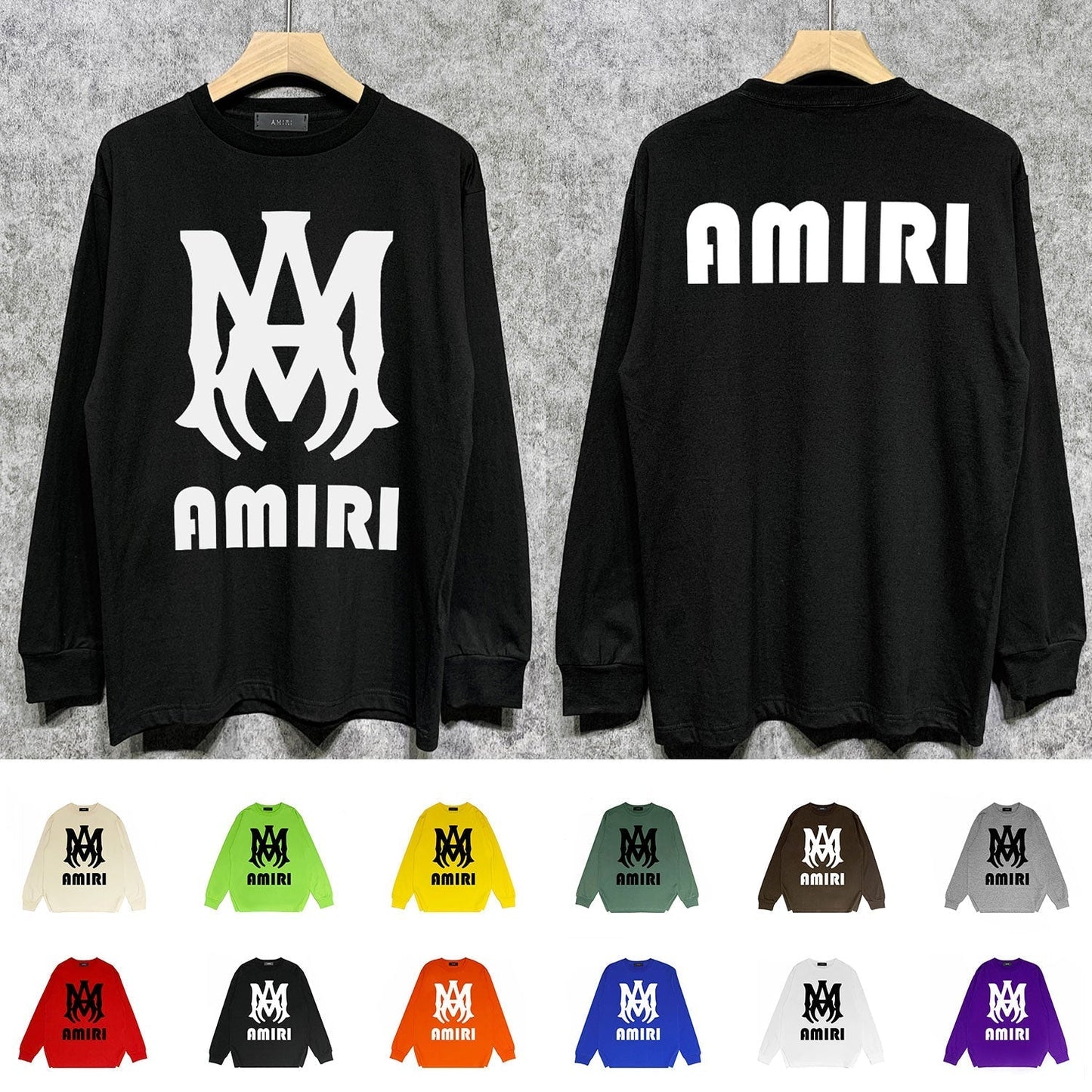 Amiri Long Sleeved Shirt Printed Trendy Pure Cotton