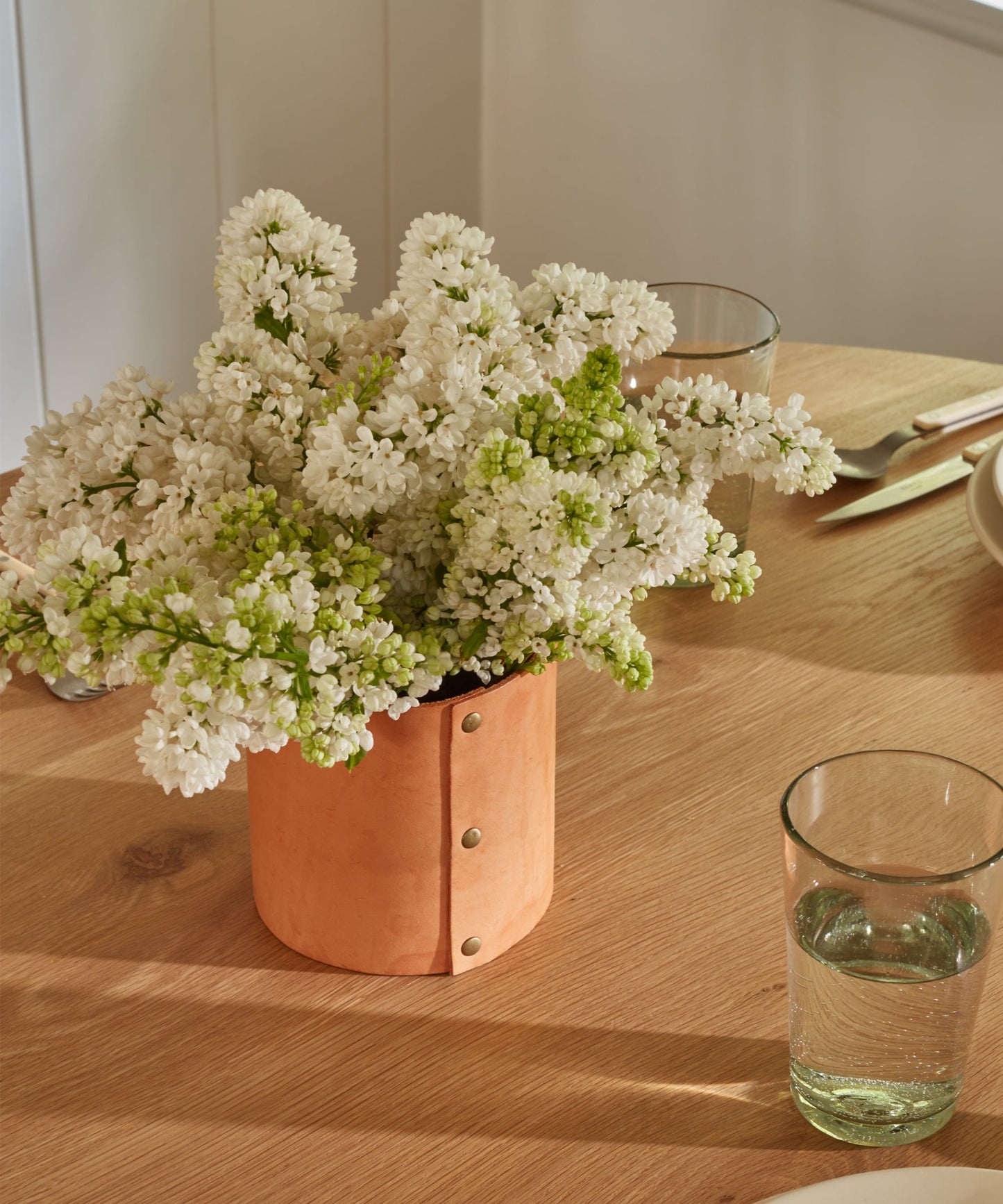 Small Leather Rivet Vase