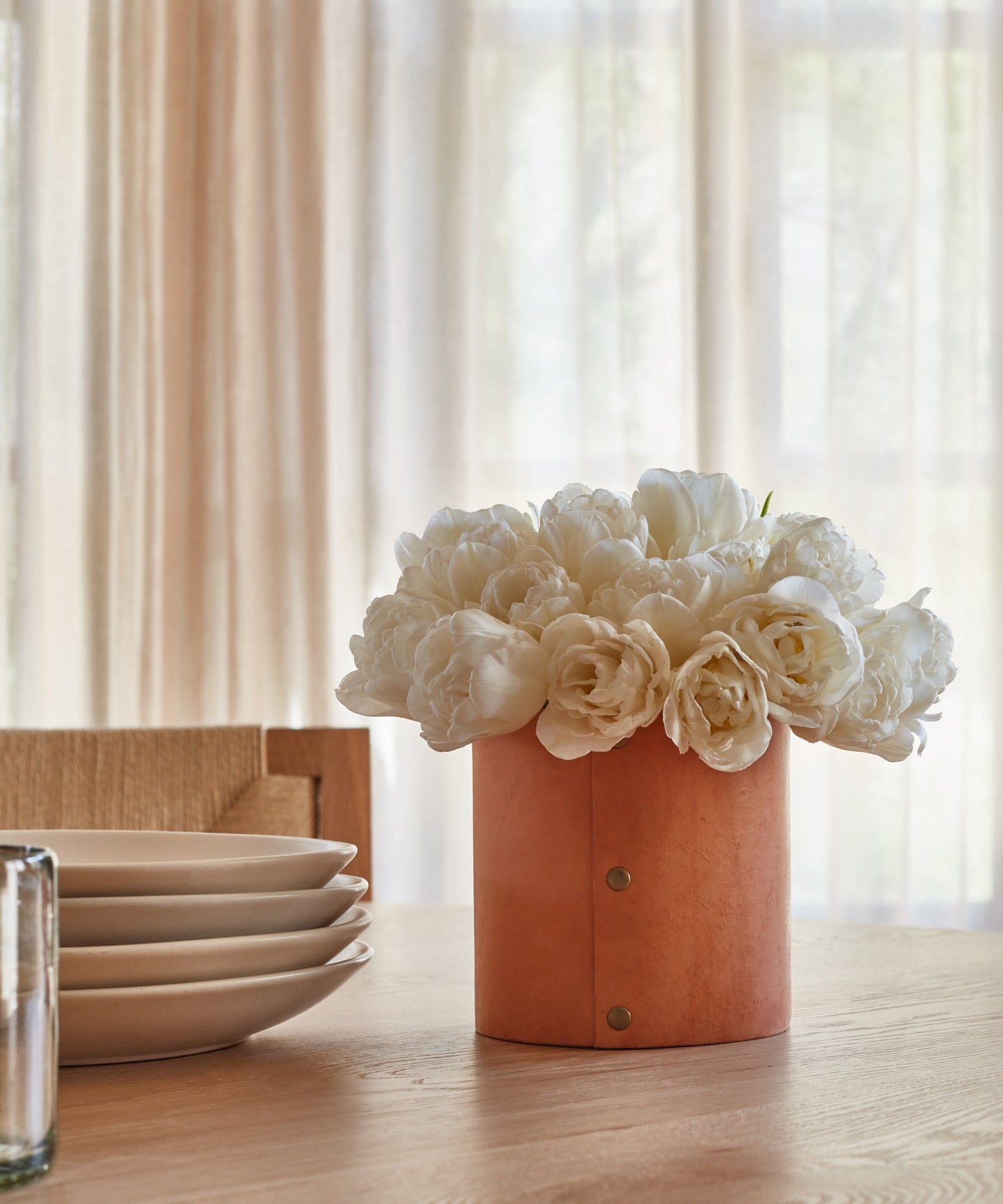 Small Leather Rivet Vase