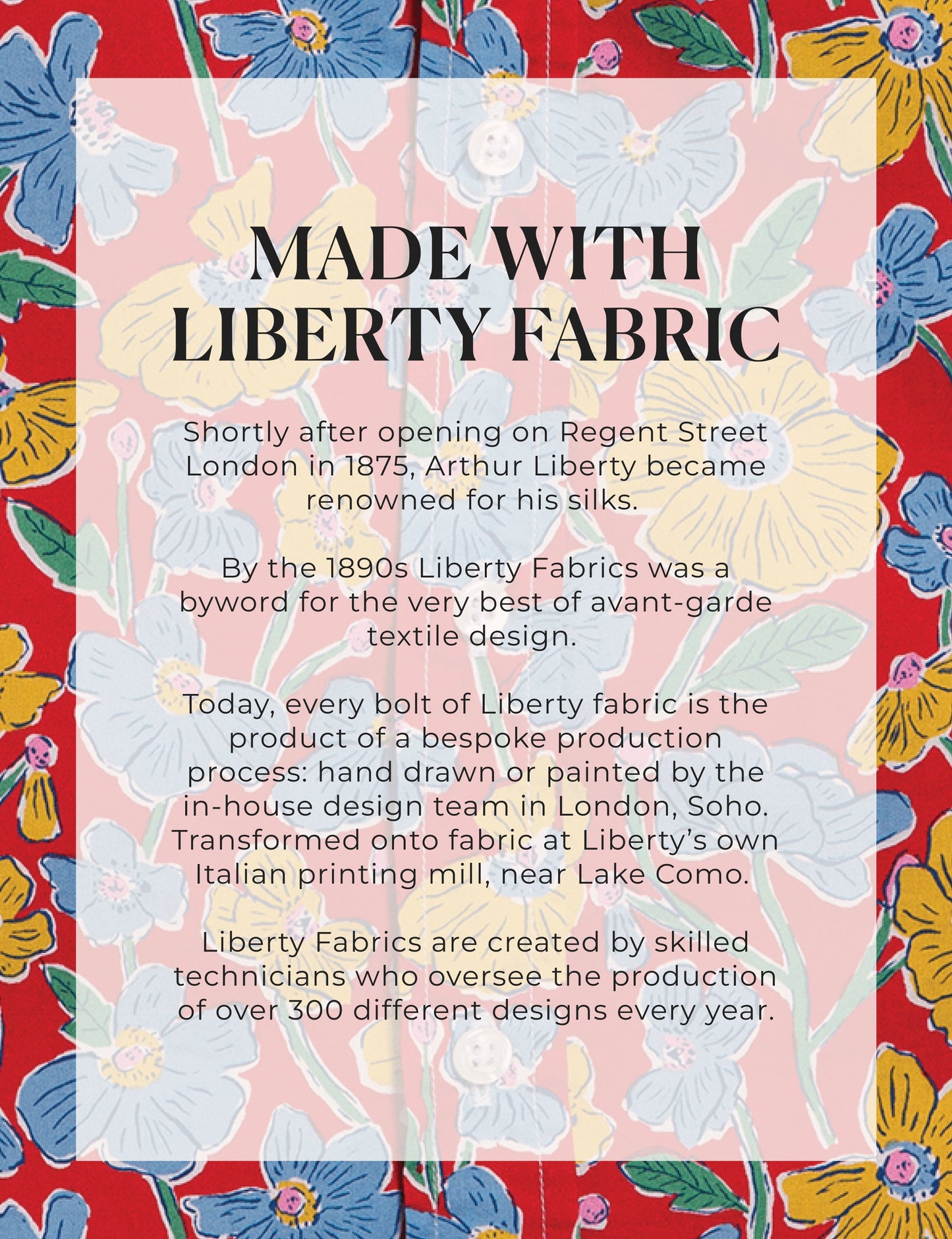 EILEEN Red Flowers, Made with Liberty Fabric