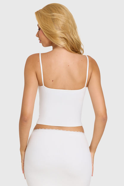 Modal Lace-Trim Top in Coconut