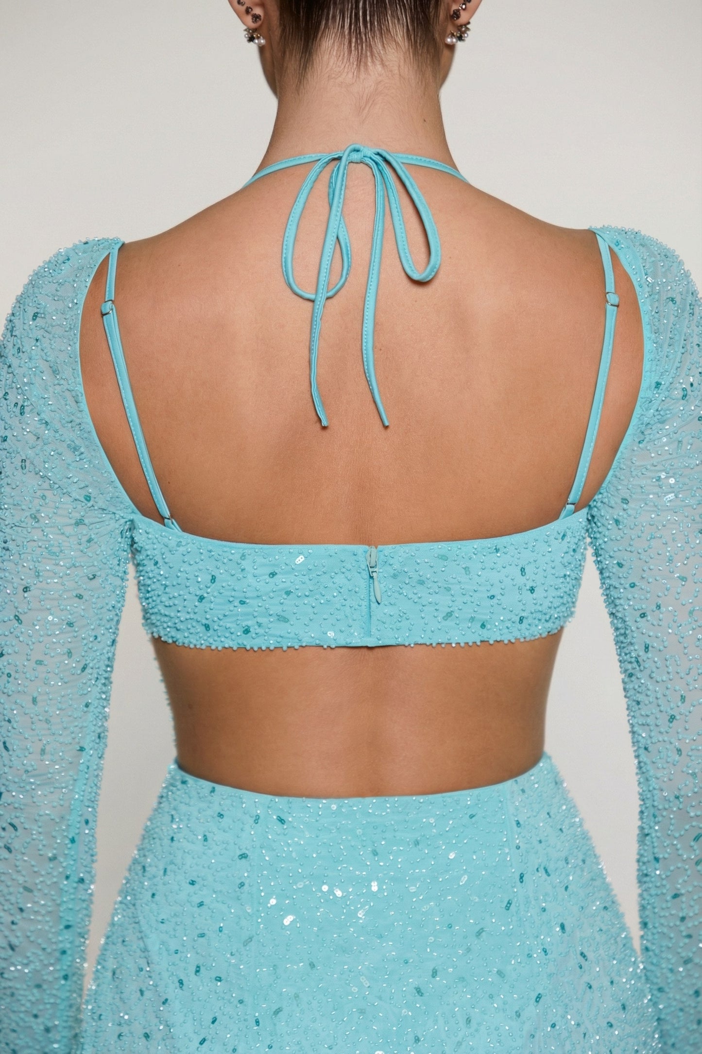 Embellished Cowl Neck Maxi Dress in Aquamarine