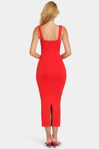 Modal Lace-Trim Midaxi Dress in Cherry