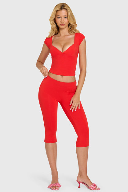 Modal Capri Leggings in Cherry