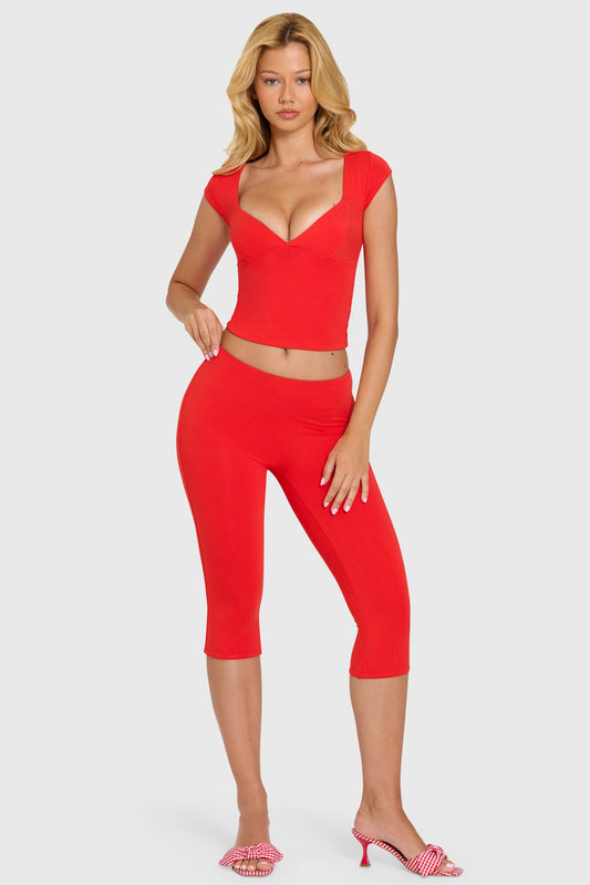 Modal Capri Leggings in Cherry