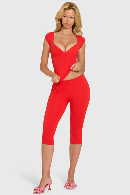 Modal Capri Leggings in Cherry