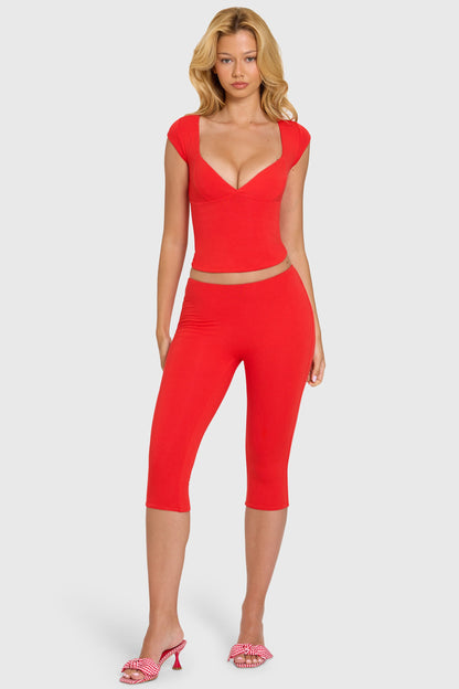 Modal Capri Leggings in Cherry