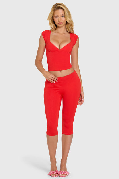 Modal Capri Leggings in Cherry