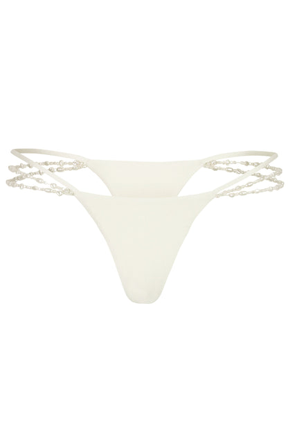 Multi-Strap Cheeky Bikini Bottoms  in Pearl