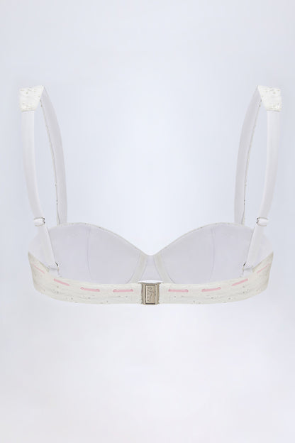 Broderie Anglaise Underwired Balconette Bikini Top in White