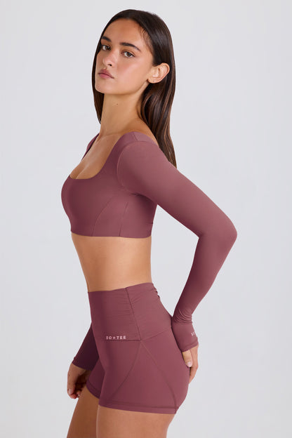 Long-Sleeve Crop Top in Acai
