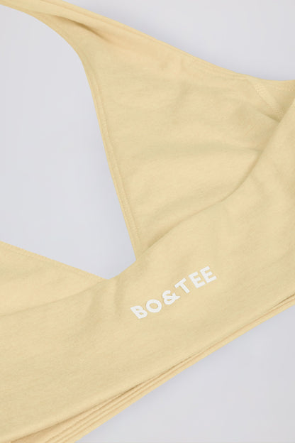 Brushed Jersey V-Neck Sports Bra in Lemon Marl