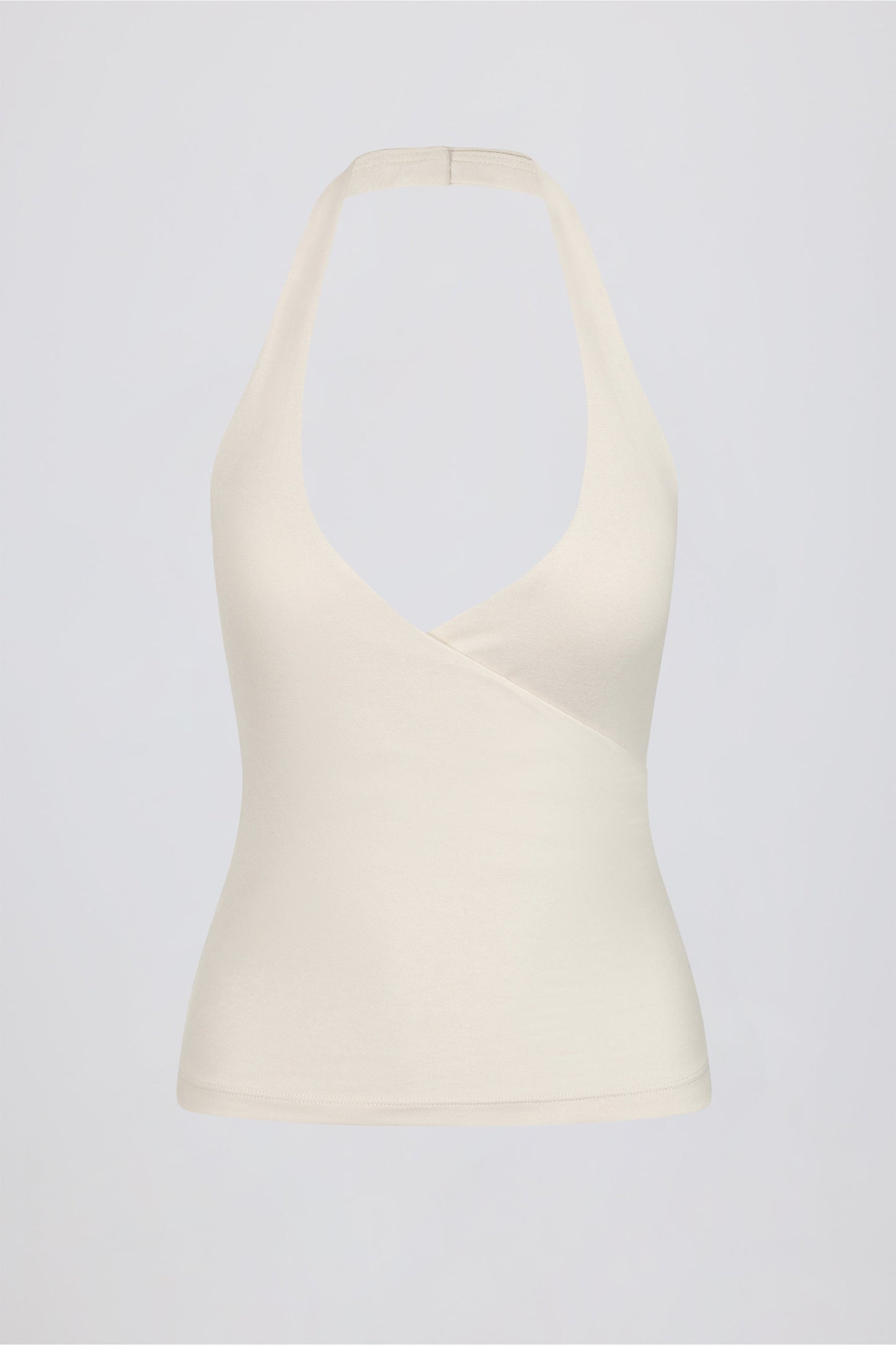 Halterneck Open-Back Tank Top in Vanilla